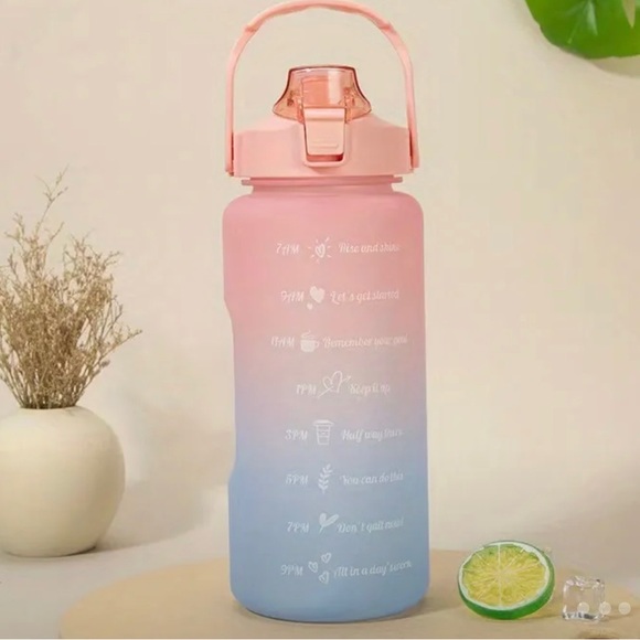 None Other - 2L/68oz Gradiant Color Plastic Water Bottle With Straw and Time Markers